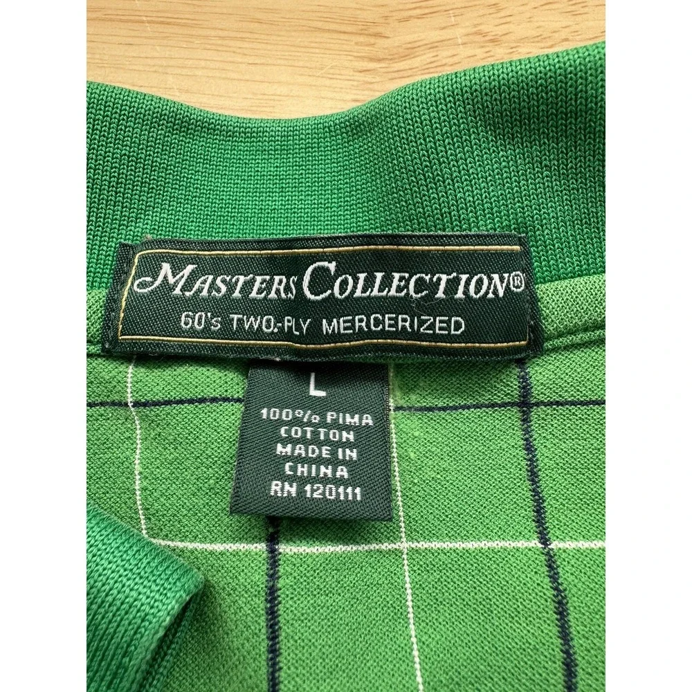 Masters Collection Augusta National Men's L Pique Polo‎ Shirt Green Check Irish